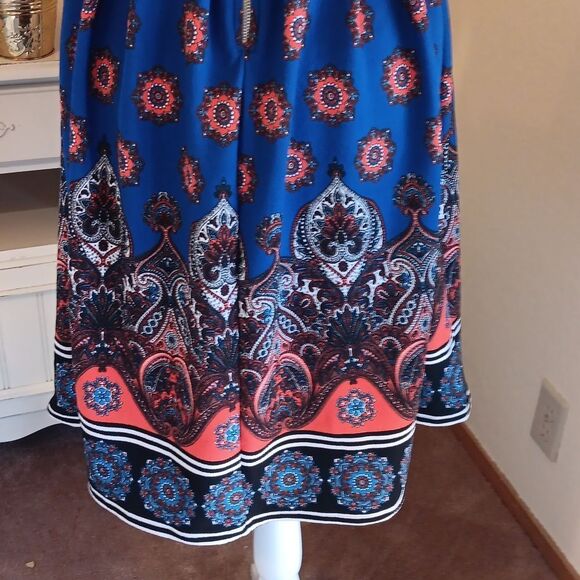 LuLaRoe Blue and Red Patterned Amelia Dress - Picture 7 of 11